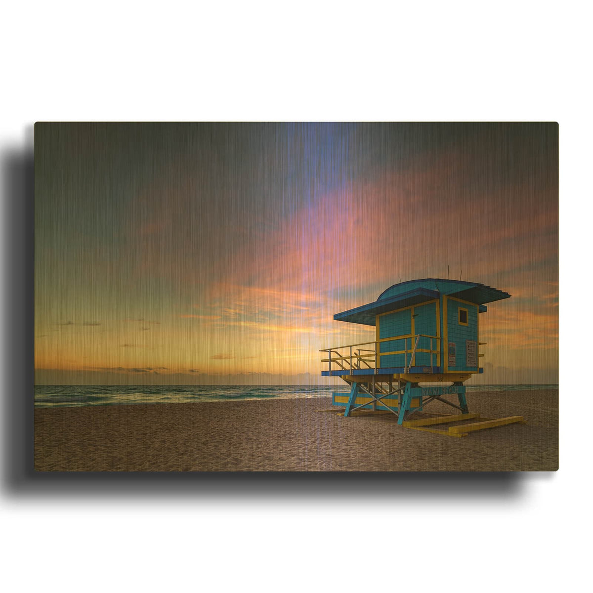 'South Beach Sunrise' By Rick Berk Gold Metal Wall Art