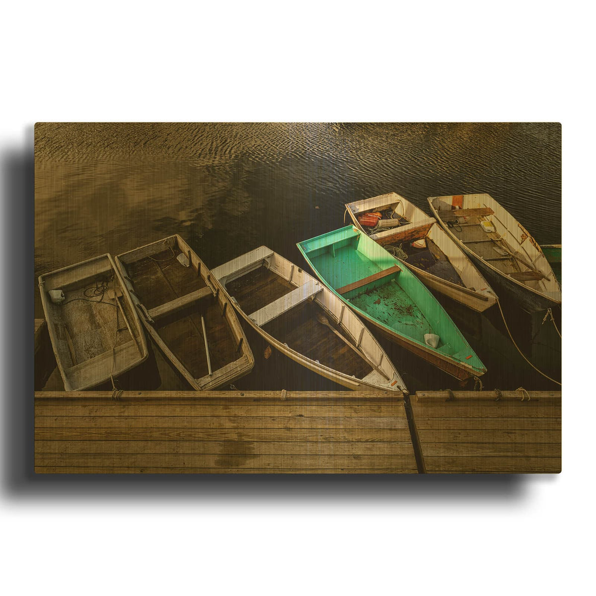 'The Green Dory' By Rick Berk Gold Metal Wall Art