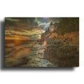 'March Sunset At Bass Harbor Head Light' By Rick Berk Gold Metal Wall Art
