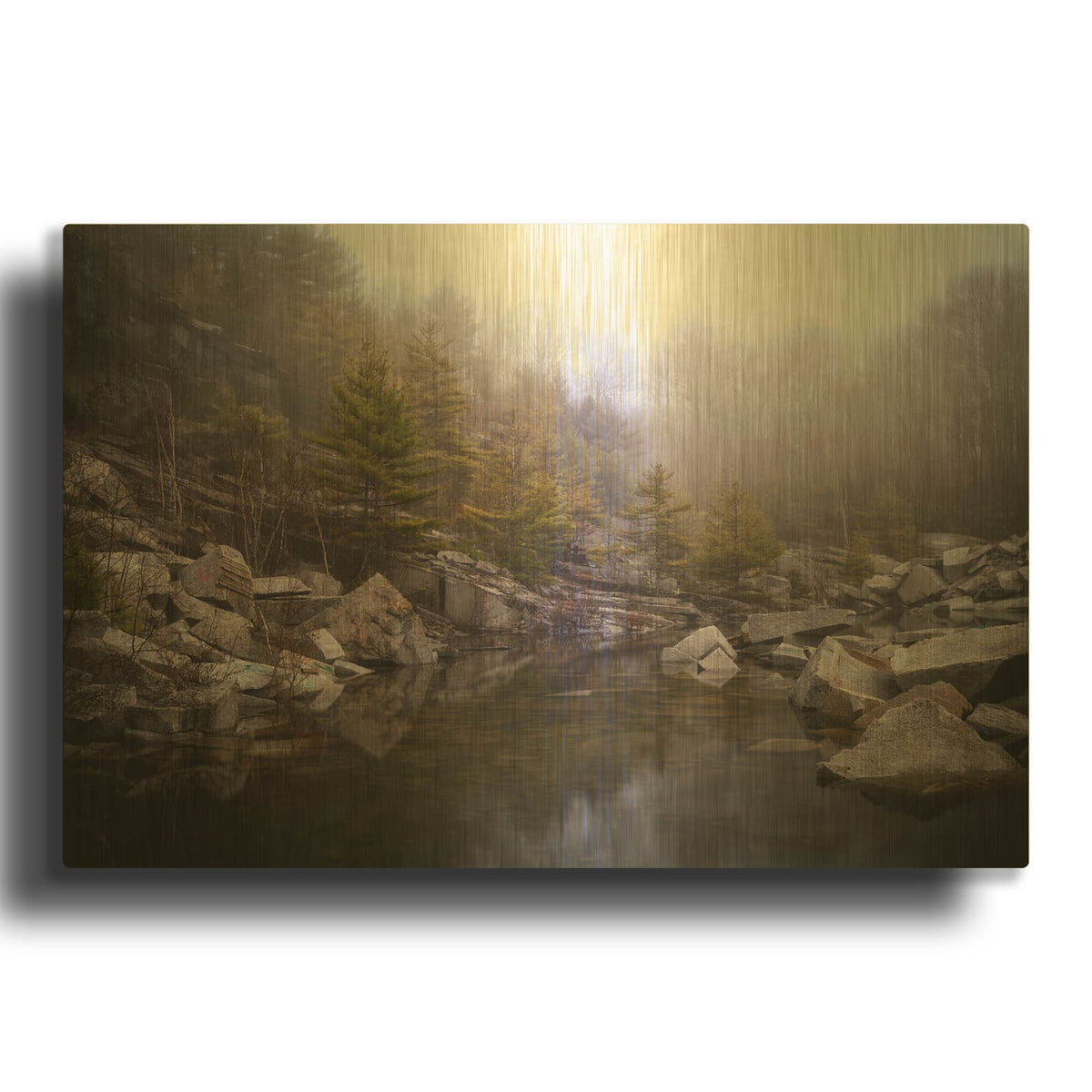 'Misty Morning At Mount Waldo' By Rick Berk Gold Metal Wall Art