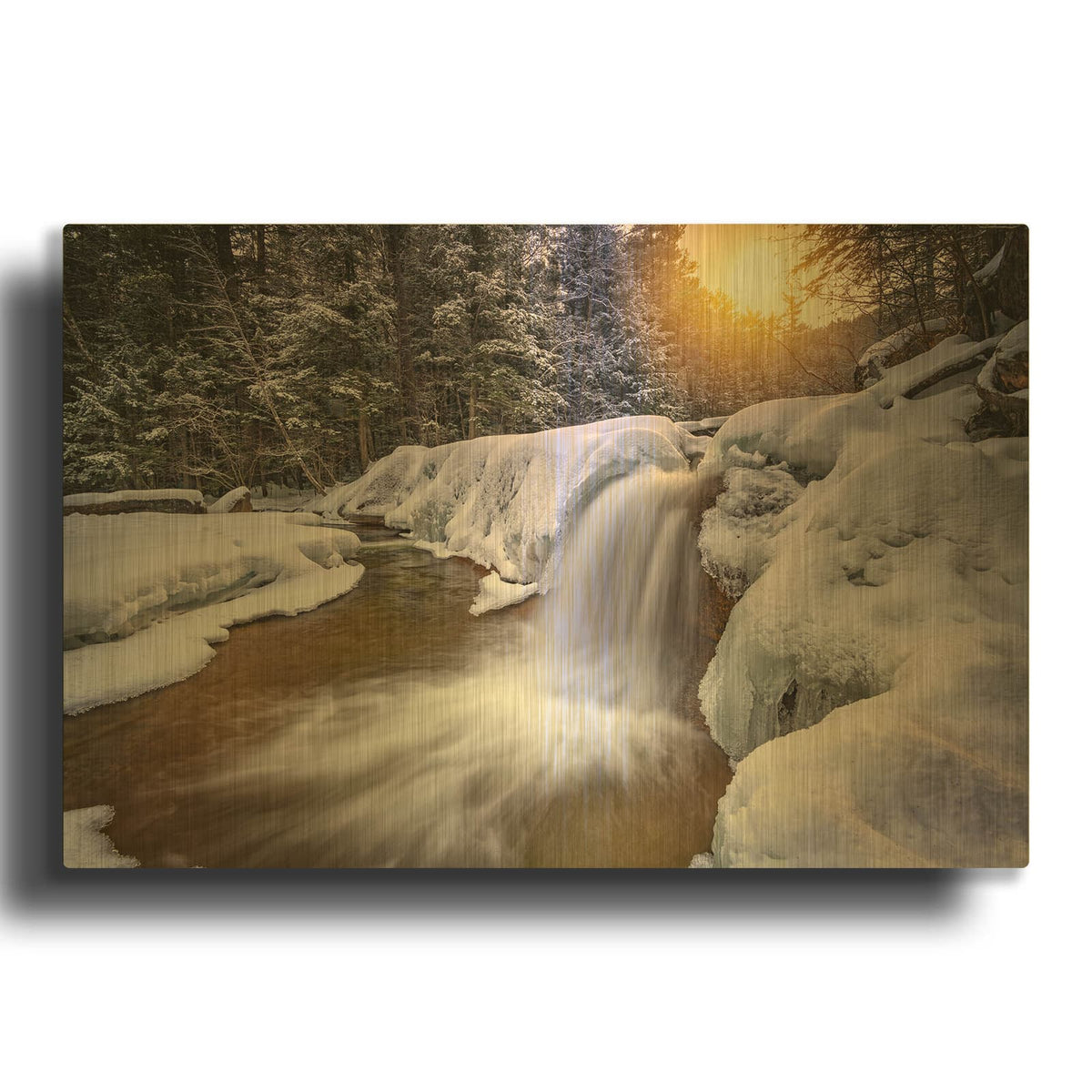 'Dianas Baths On A Snowy Day' By Rick Berk Gold Metal Wall Art