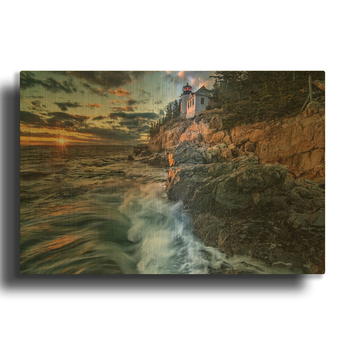 'Last Light At Bass Harbor Head' By Rick Berk Gold Metal Wall Art
