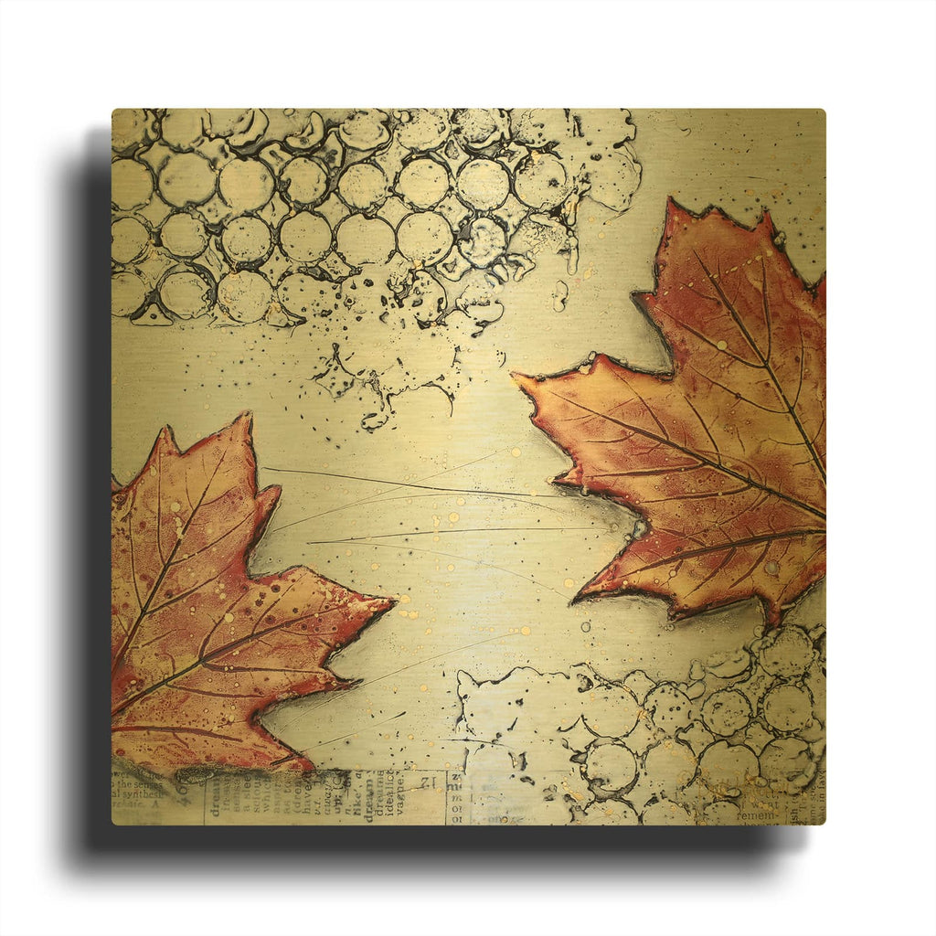 'Channeling Fall 3' By Britt Hallowell Gold Metal Wall Art
