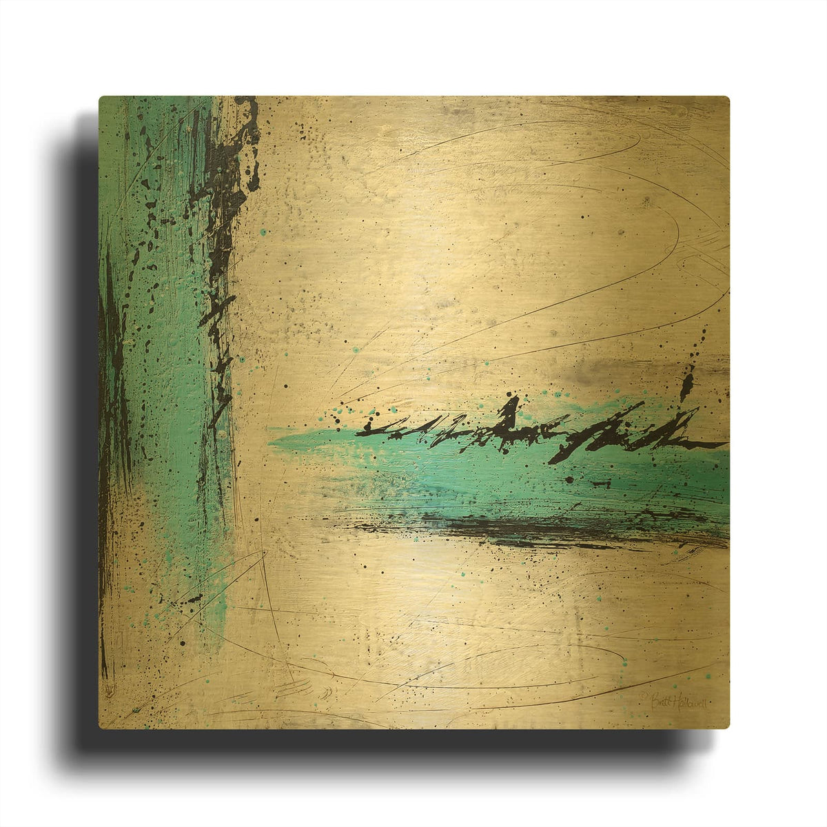 'Chasing Waterfalls' By Britt Hallowell Gold Metal Wall Art