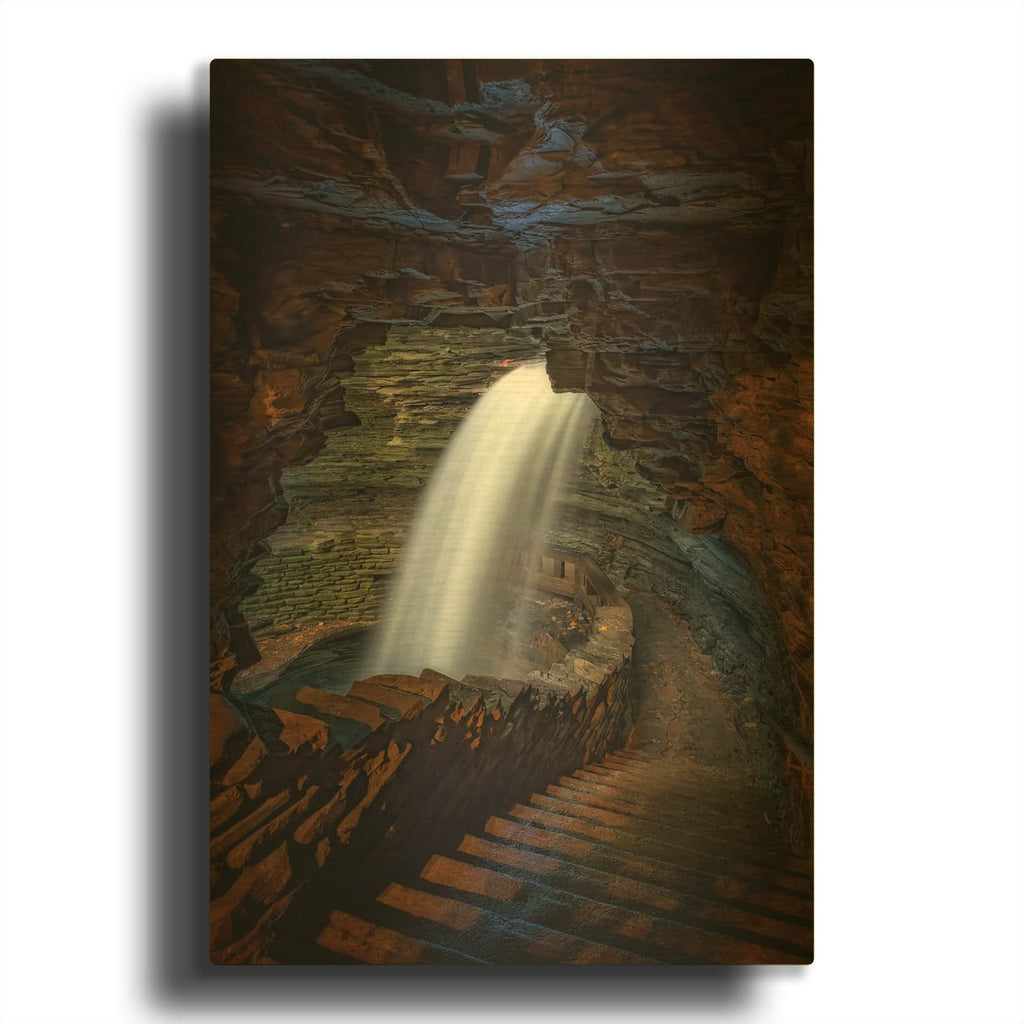 'Approach To The Cavern Cascade' By Rick Berk Gold Metal Wall Art