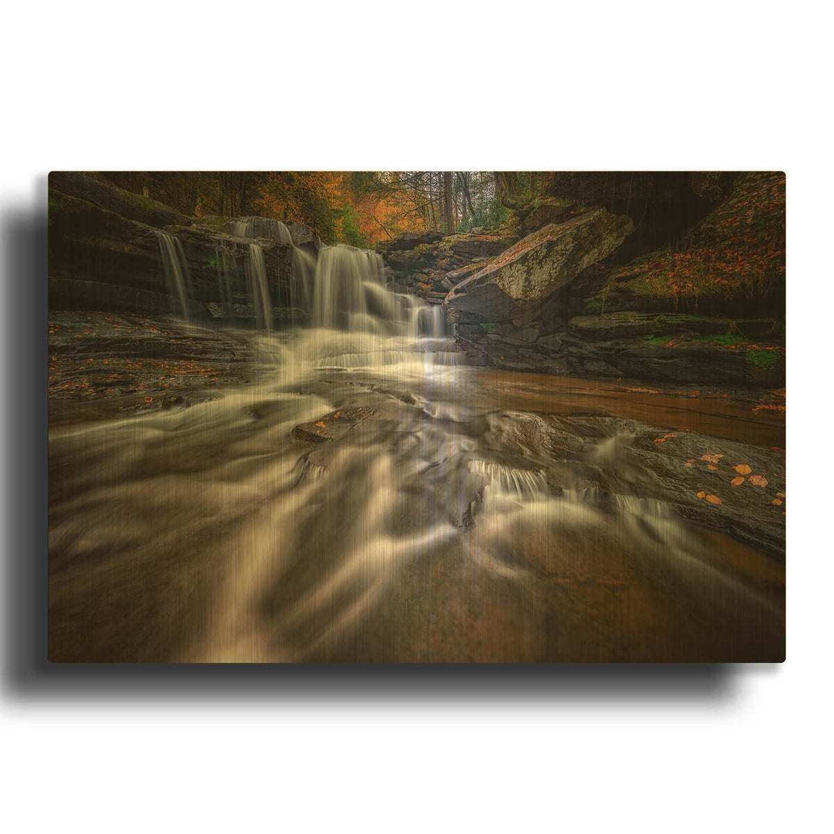 'Autumn Cascade At Dunloup Creek' By Rick Berk Gold Metal Wall Art