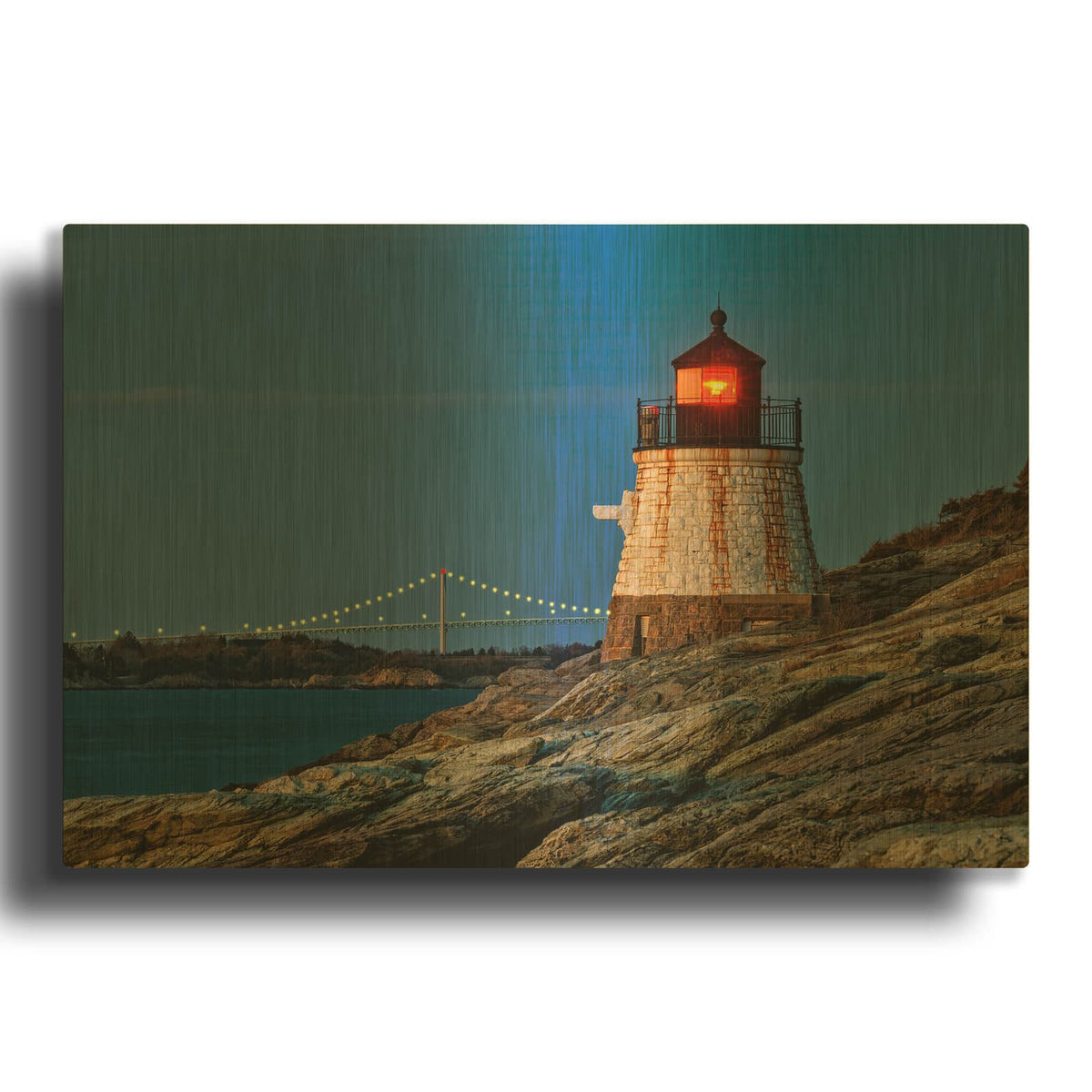 'Castle Hill Lighthouse' By Rick Berk Gold Metal Wall Art