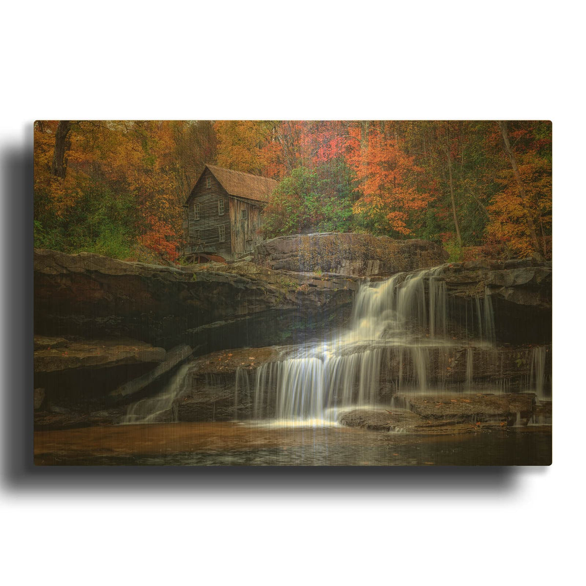 'Fall At The Glade Creek Grist Mill' By Rick Berk Gold Metal Wall Art