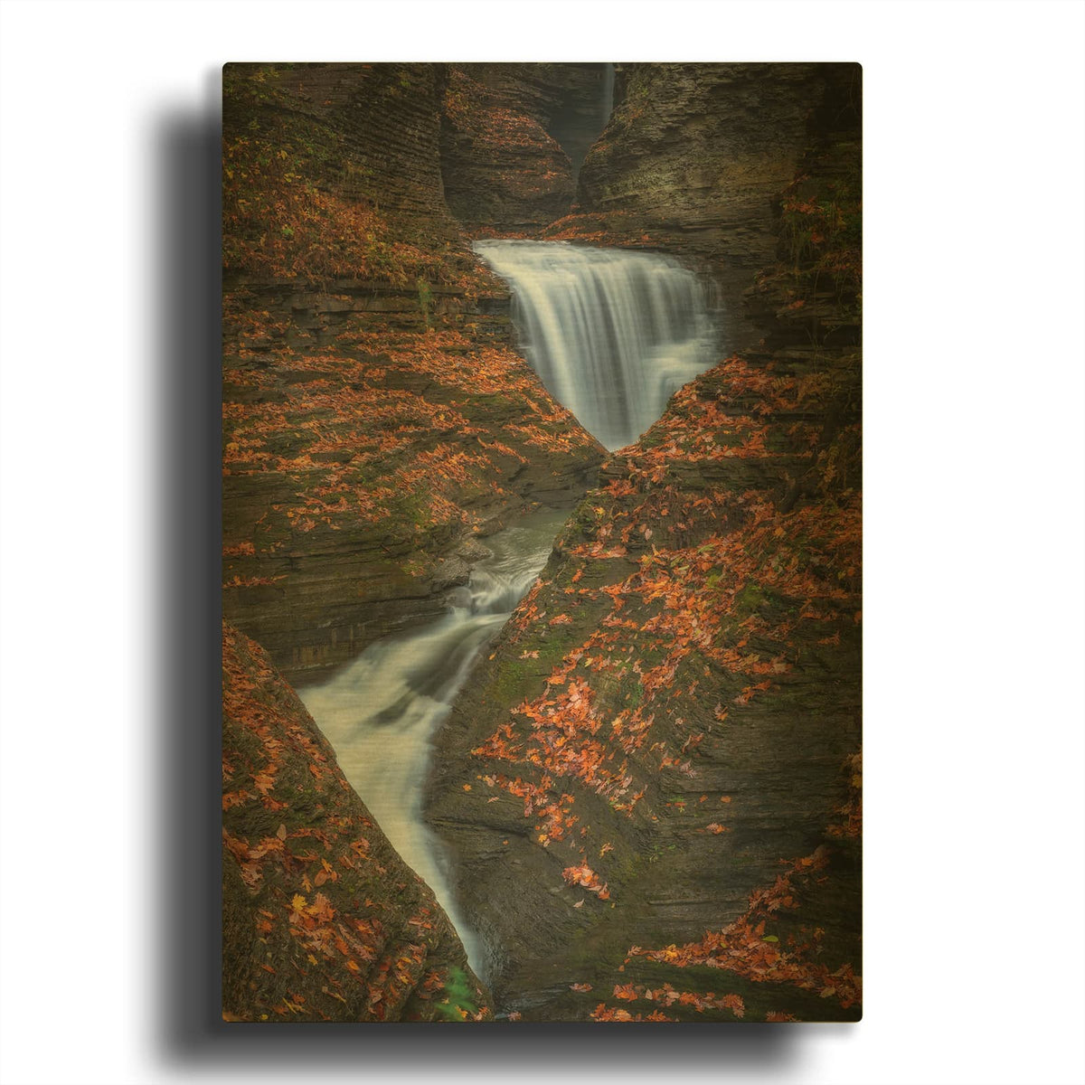 'Autumn At Minnehaha Falls' By Rick Berk Gold Metal Wall Art