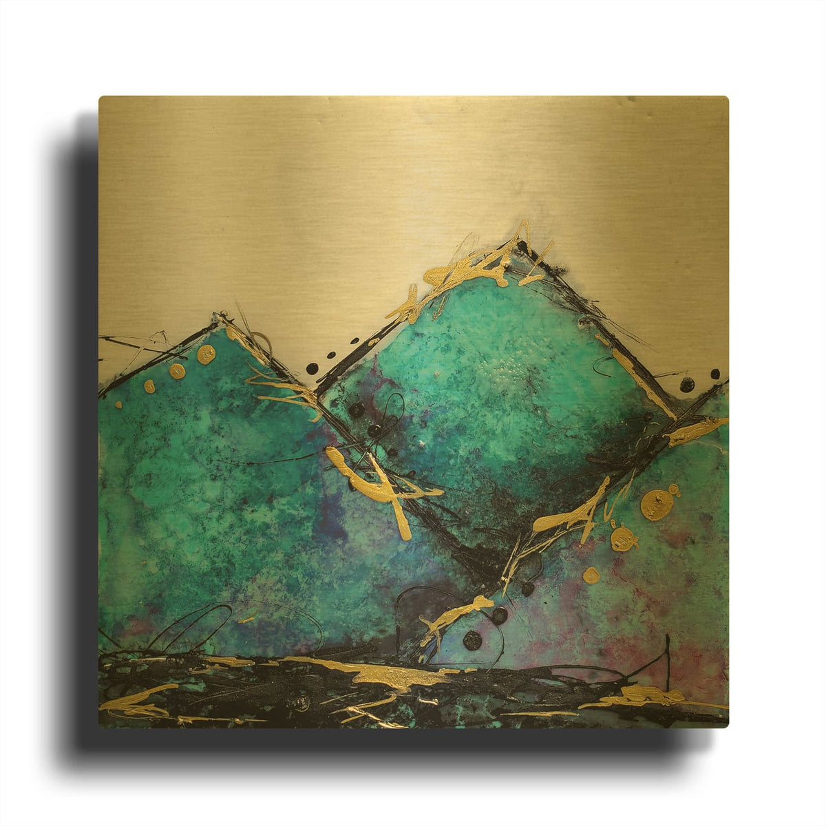 'In Mountains or Valleys 1' By Britt Hallowell Gold Metal Wall Art