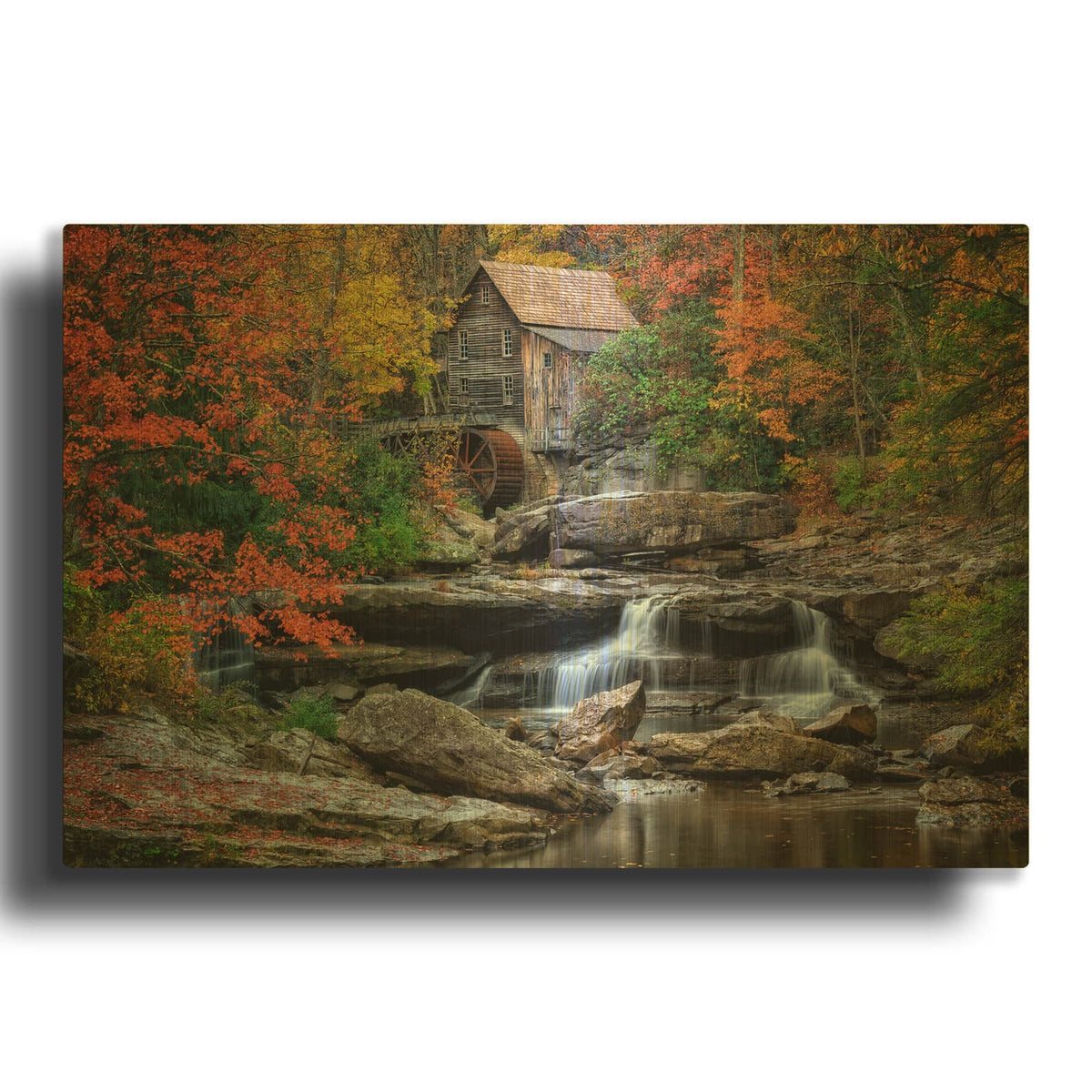 'Autumn At Glade Creek Grist Mill' By Rick Berk Gold Metal Wall Art