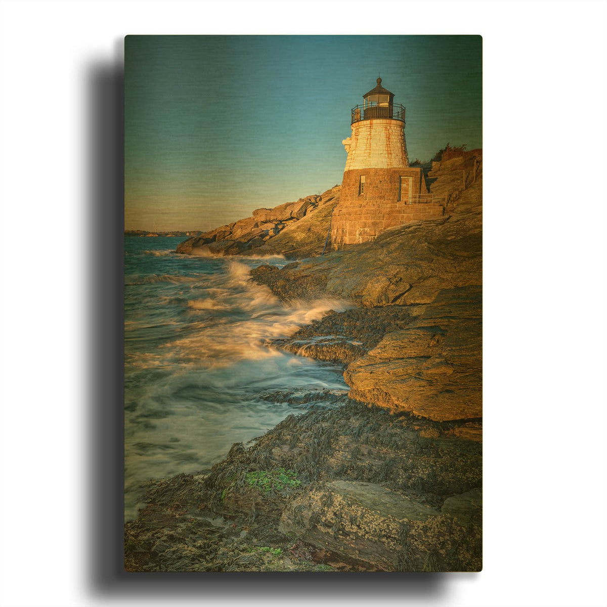 'Evening At Castle Hill Lighthouse' By Rick Berk Gold Metal Wall Art