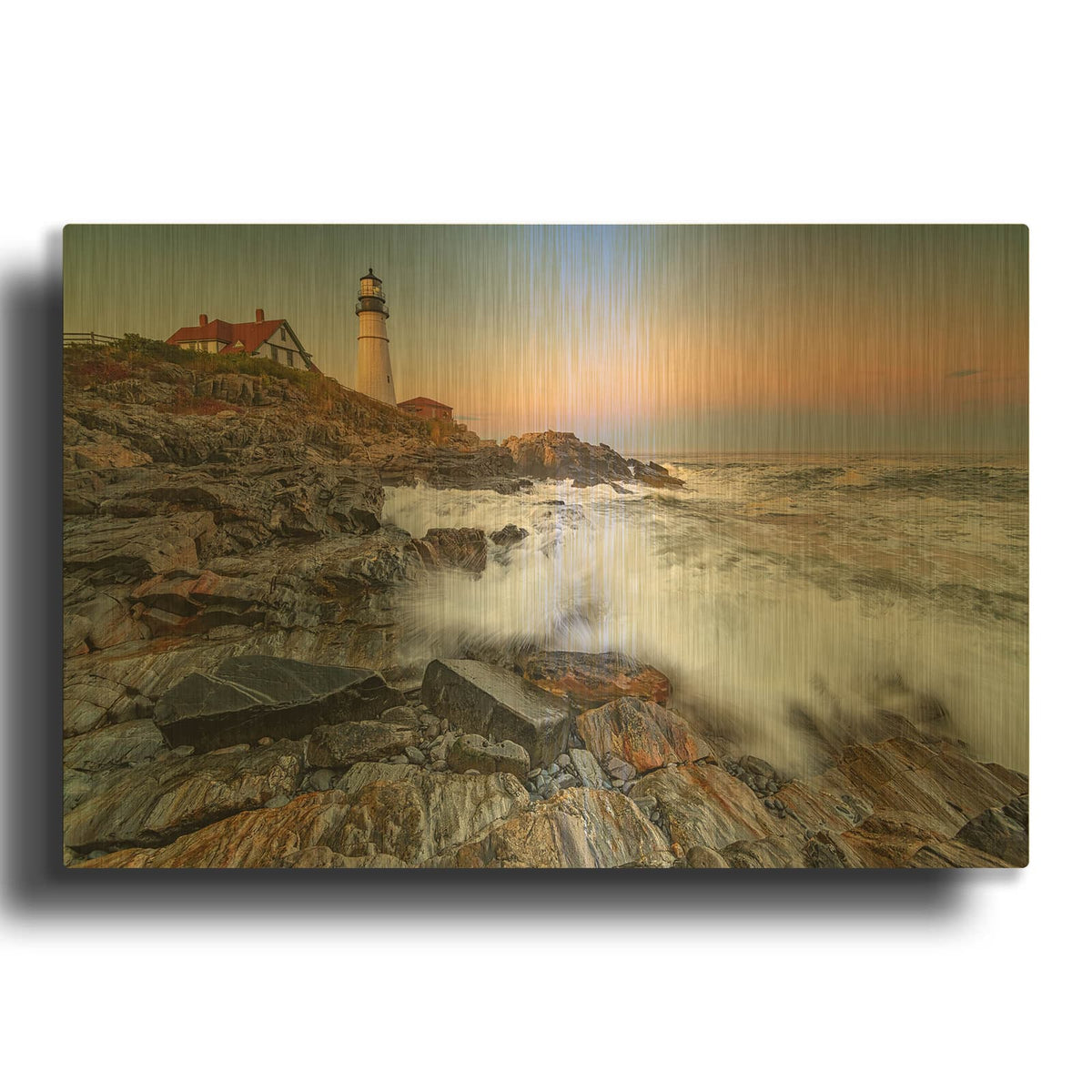 'Storm Surge At Portland Head' By Rick Berk Gold Metal Wall Art