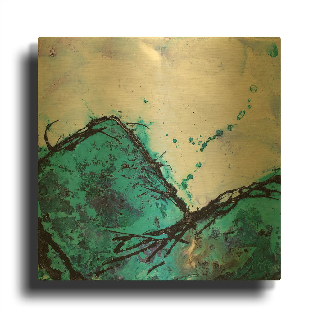 'In Mountains or Valleys 2' By Britt Hallowell Gold Metal Wall Art