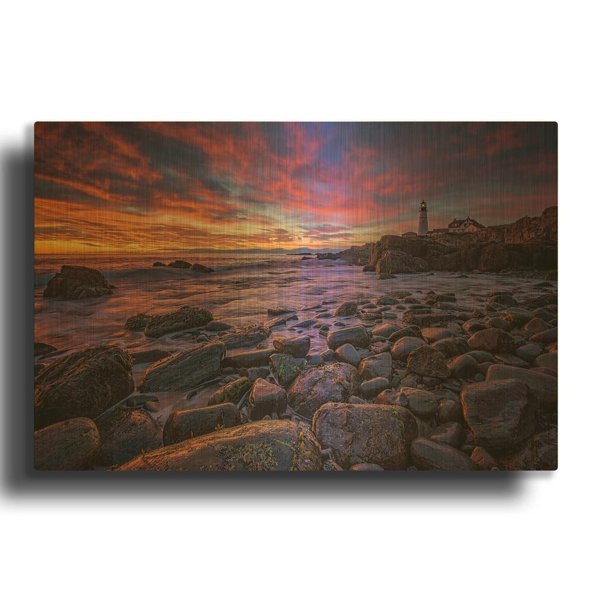 'Red Skies In Morning' By Rick Berk Gold Metal Wall Art