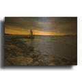 'Dusk At Portland Breakwater Lighthouse' By Rick Berk Gold Metal Wall Art