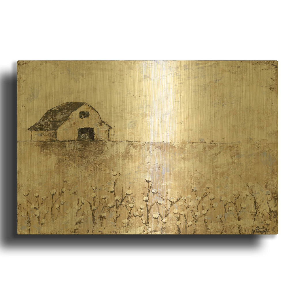 'Cotton Farms' By Britt Hallowell Gold Metal Wall Art