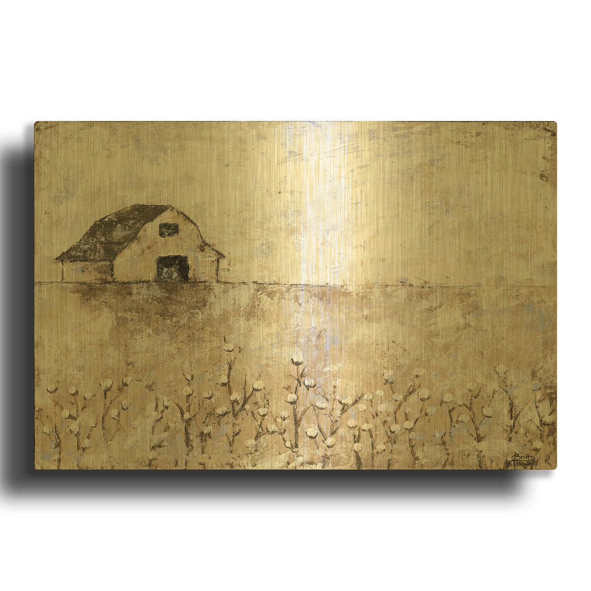 'Cotton Farms' By Britt Hallowell Gold Metal Wall Art