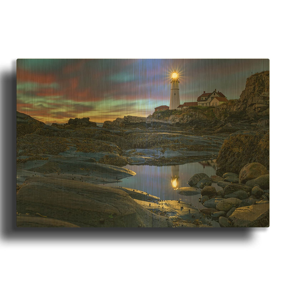 'Early Morning Reflection' By Rick Berk Gold Metal Wall Art