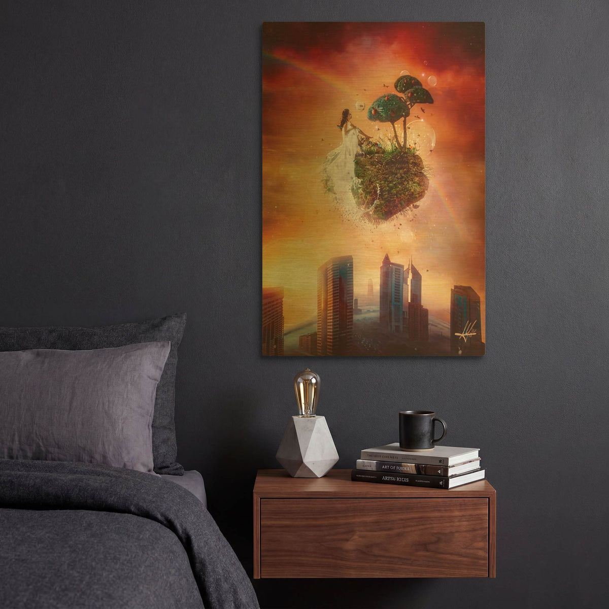 'Analog Park' By Mario Sanchez Nevado Gold Metal Wall Art