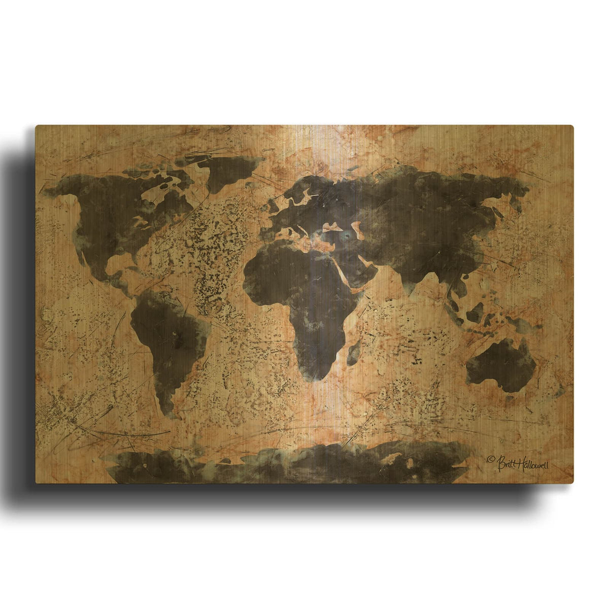 'Old World Map' By Britt Hallowell Gold Metal Wall Art