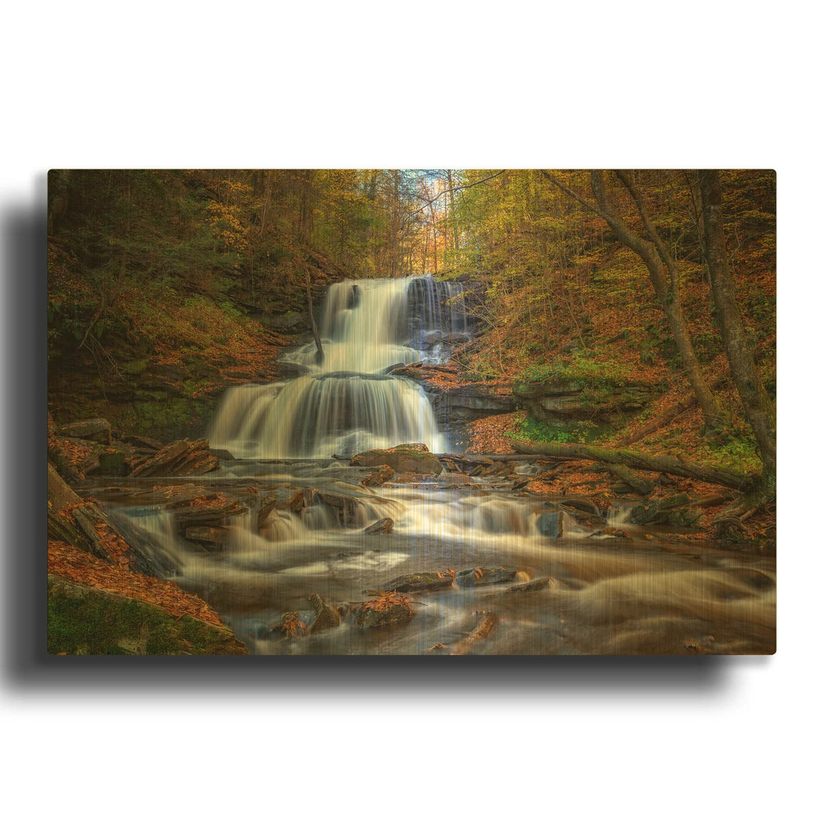 'Tuscarora Falls' By Rick Berk Gold Metal Wall Art