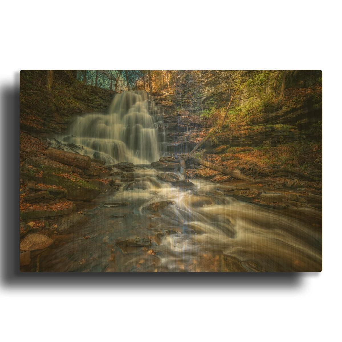 'Ricketts Glen Erie Falls' By Rick Berk Gold Metal Wall Art