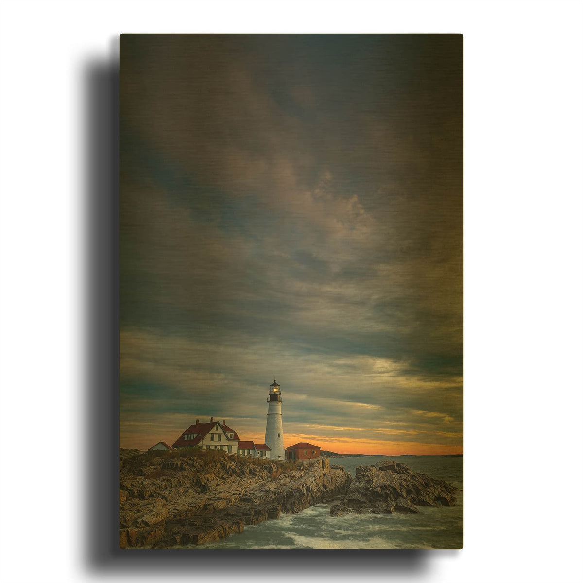 'Portland Head On An October Morning' By Rick Berk Gold Metal Wall Art