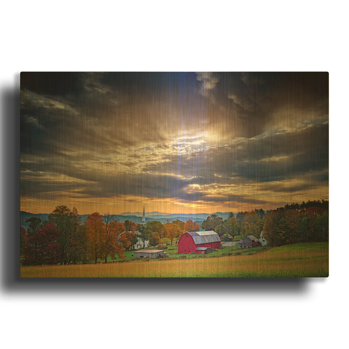 'October Sky In Peacham' By Rick Berk Gold Metal Wall Art