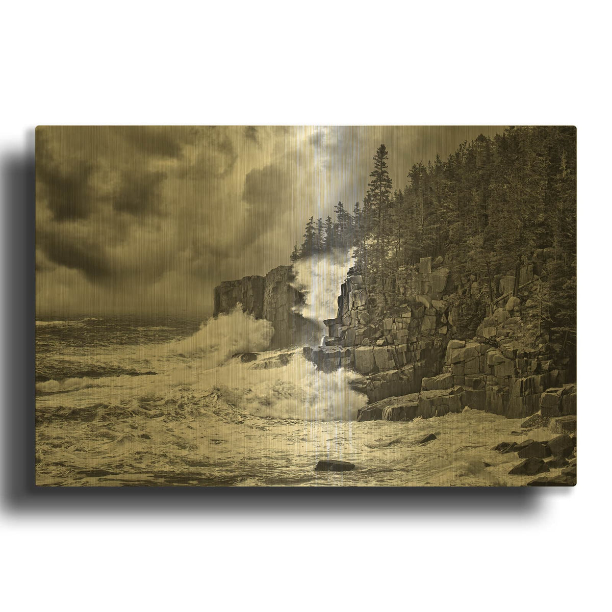 'Noreaster At Otter Cliff' By Rick Berk Gold Metal Wall Art