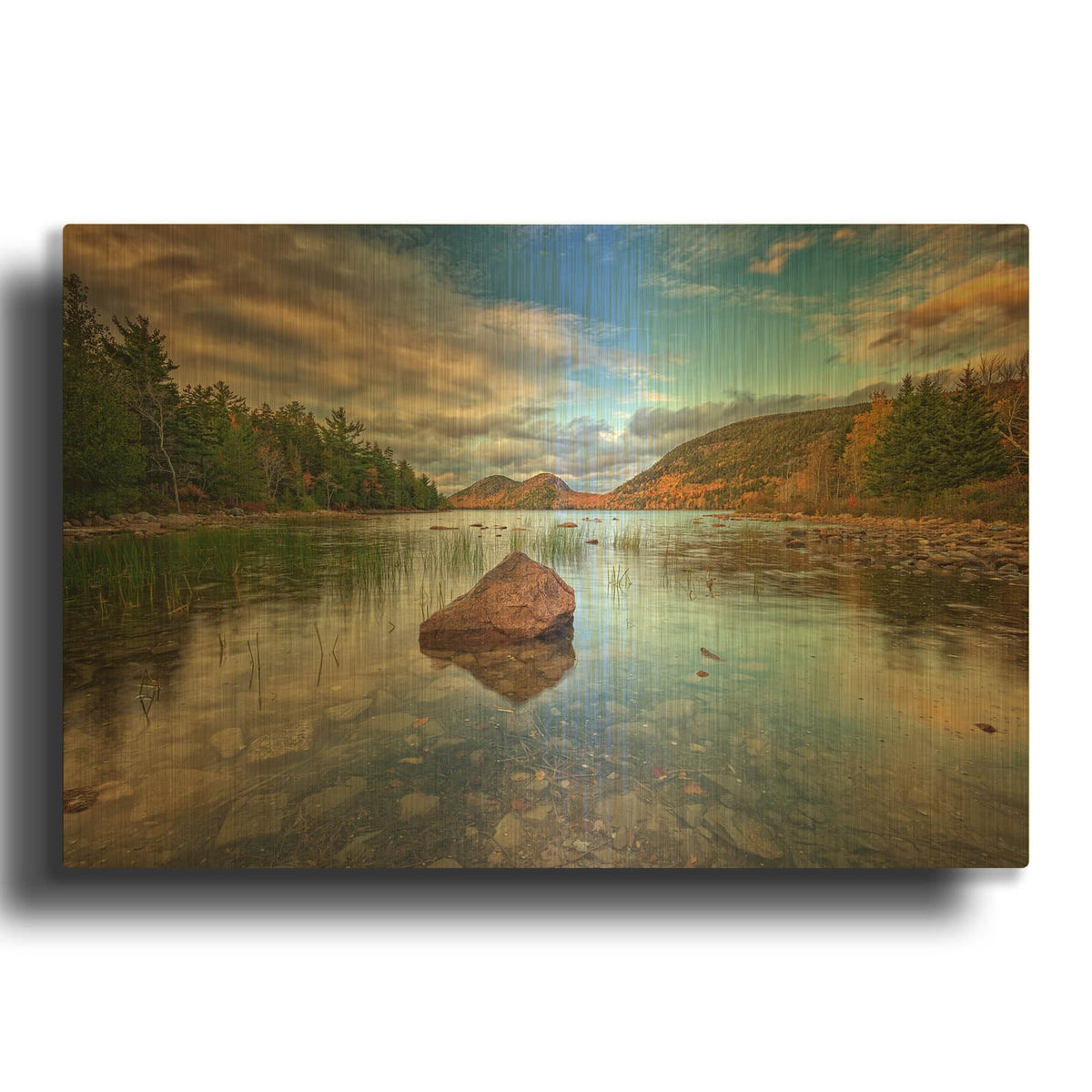'Autumn Dusk At Jordan Pond' By Rick Berk Gold Metal Wall Art