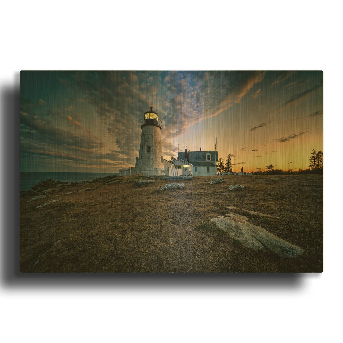 'Twilight At Pemaquid Point' By Rick Berk Gold Metal Wall Art