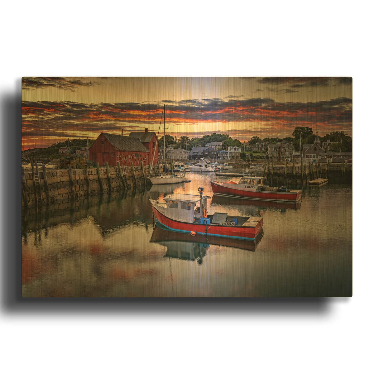 'Sunrise In Rockport' By Rick Berk Gold Metal Wall Art