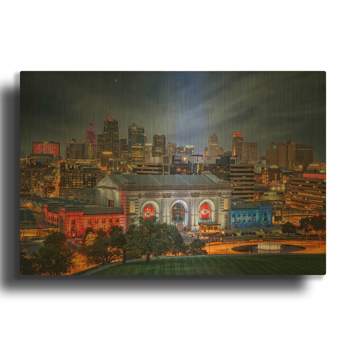 'Kansas City At Night' By Rick Berk Gold Metal Wall Art