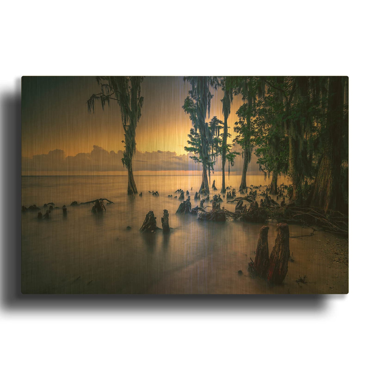 'The Shore Of Lake Pontchartrain' By Rick Berk Gold Metal Wall Art