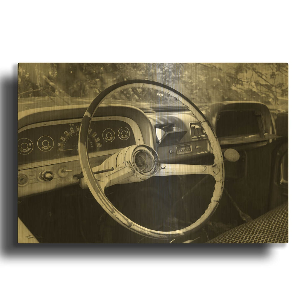 'Chevy Steering Wheel' By Lori Deiter Gold Metal Wall Art