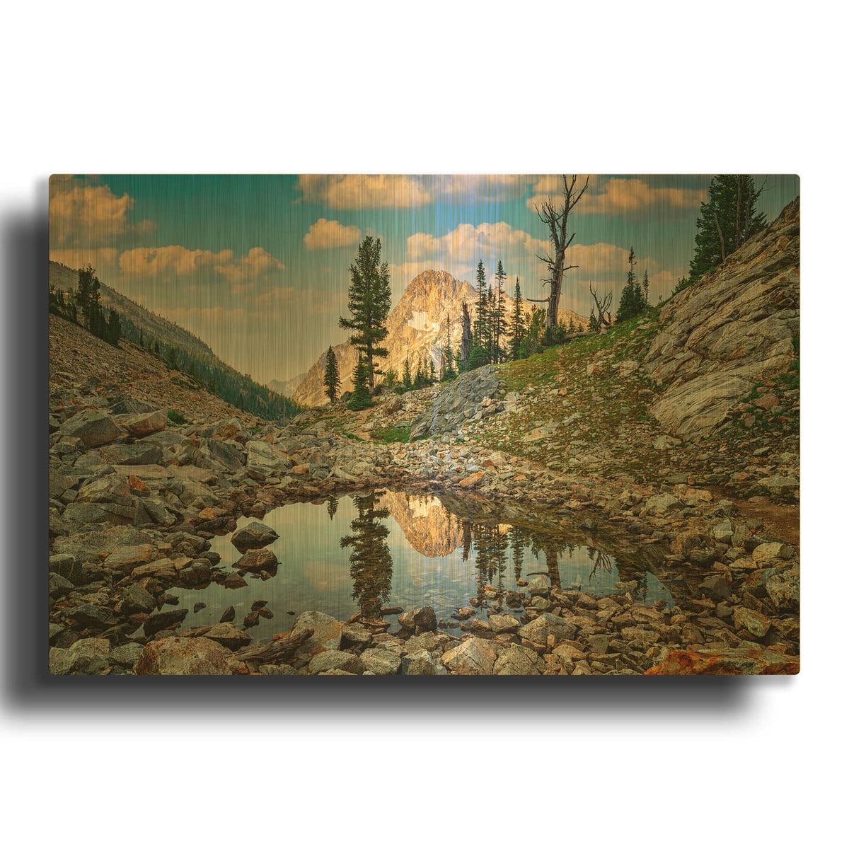 'Mount Regan Reflection' By Rick Berk Gold Metal Wall Art