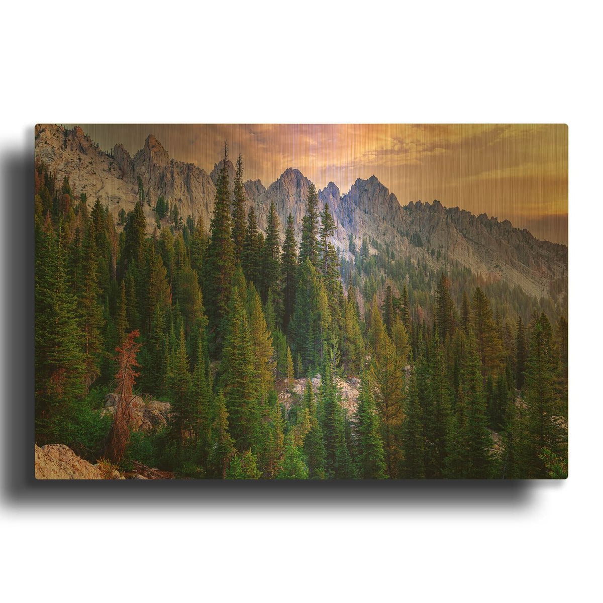 'Morning In The Sawtooths' By Rick Berk Gold Metal Wall Art