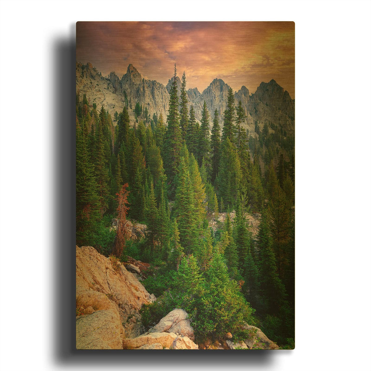 'Morning In The Sawtooths Ii' By Rick Berk Gold Metal Wall Art