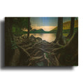 'Jordan Pond Through The Trees' By Rick Berk Gold Metal Wall Art