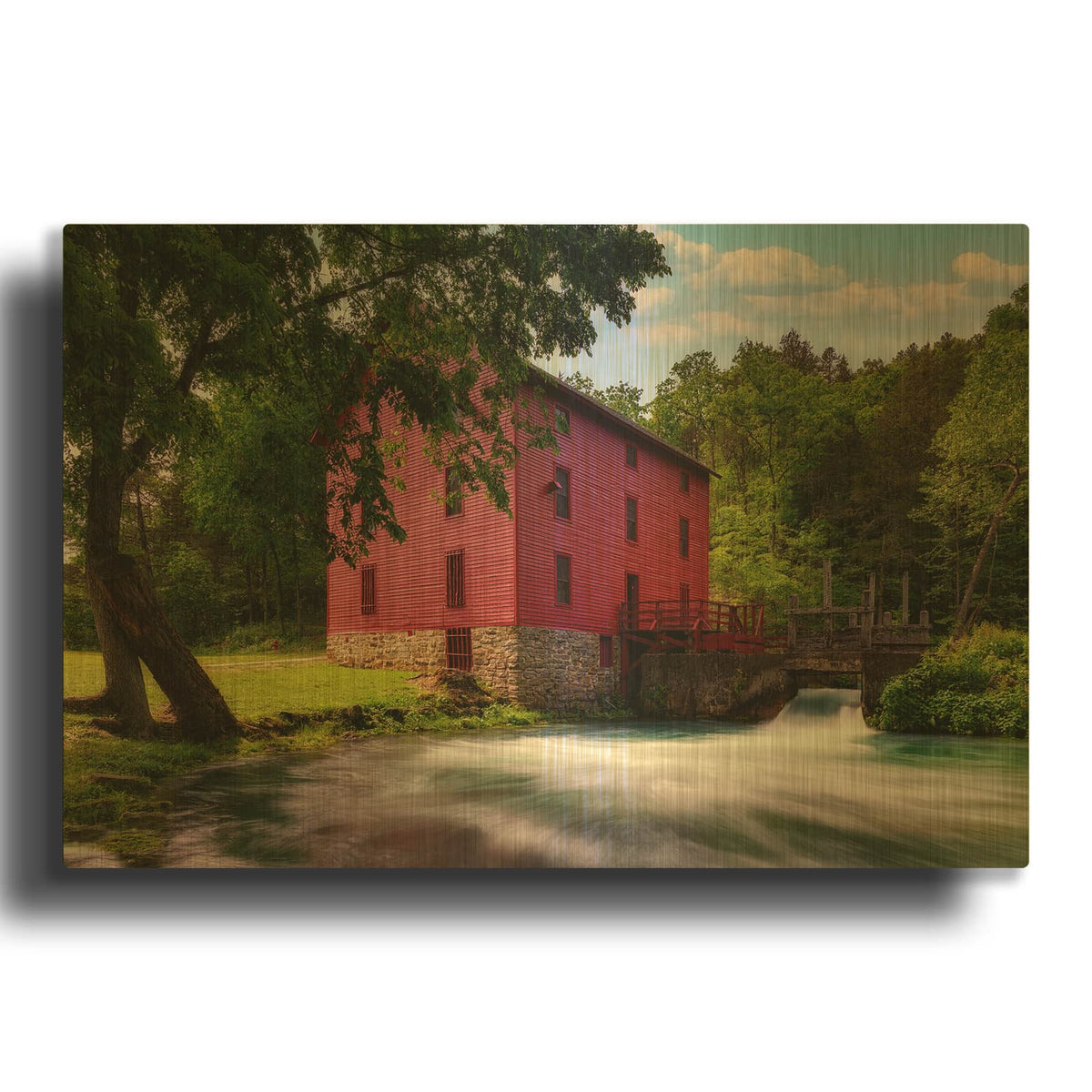 'Alley Mill' By Rick Berk Gold Metal Wall Art