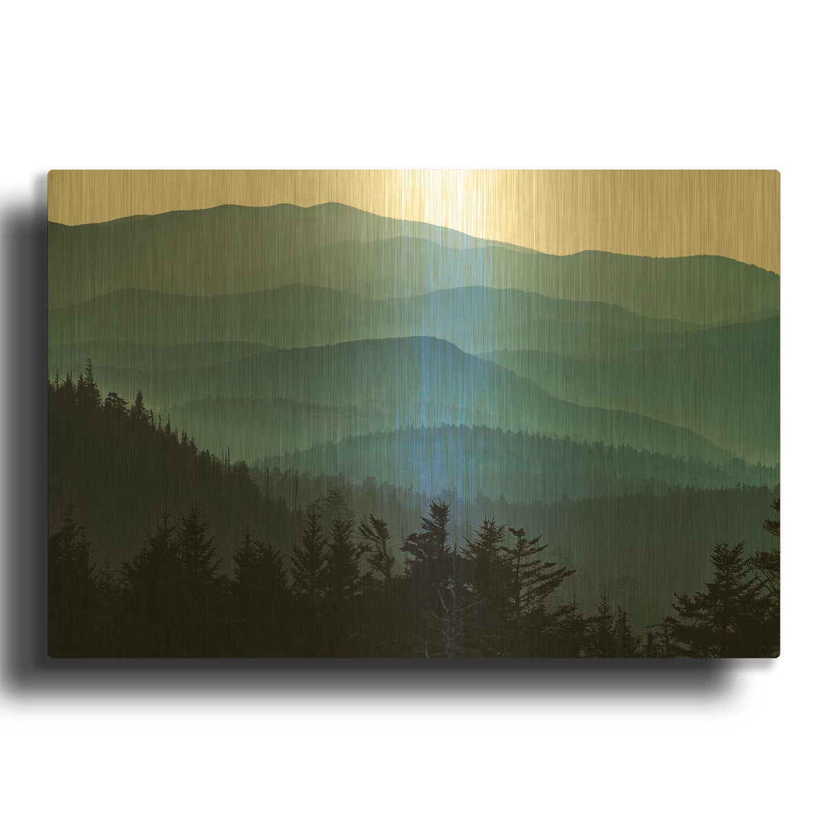 'The Smokies' By Rick Berk Gold Metal Wall Art