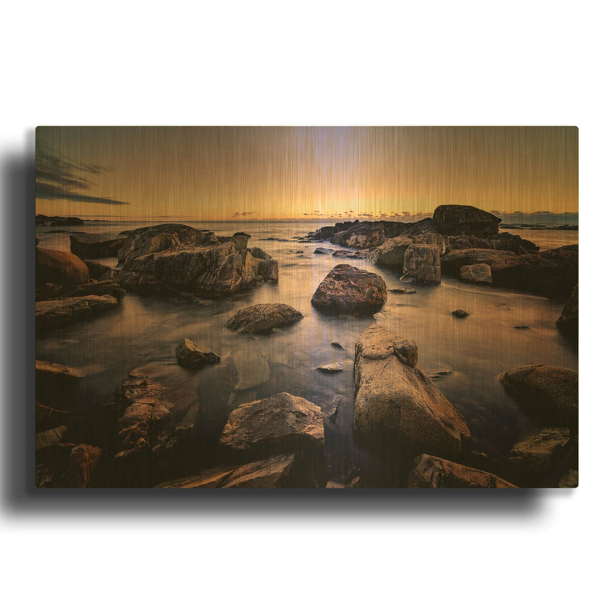 'Dawn In Biddeford Pool Ii' By Rick Berk Gold Metal Wall Art