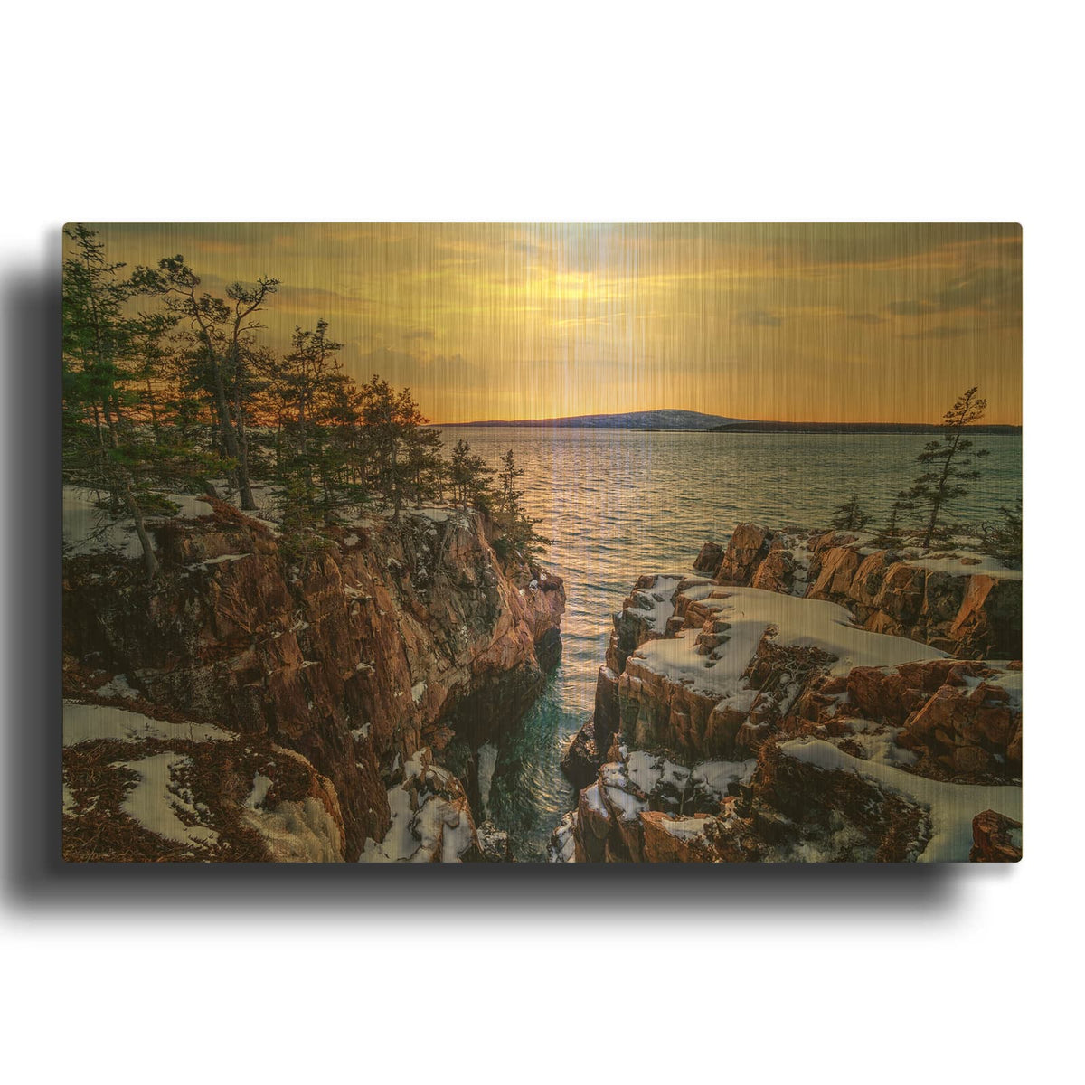'Winter Sunset At Raven' By Rick Berk Gold Metal Wall Art