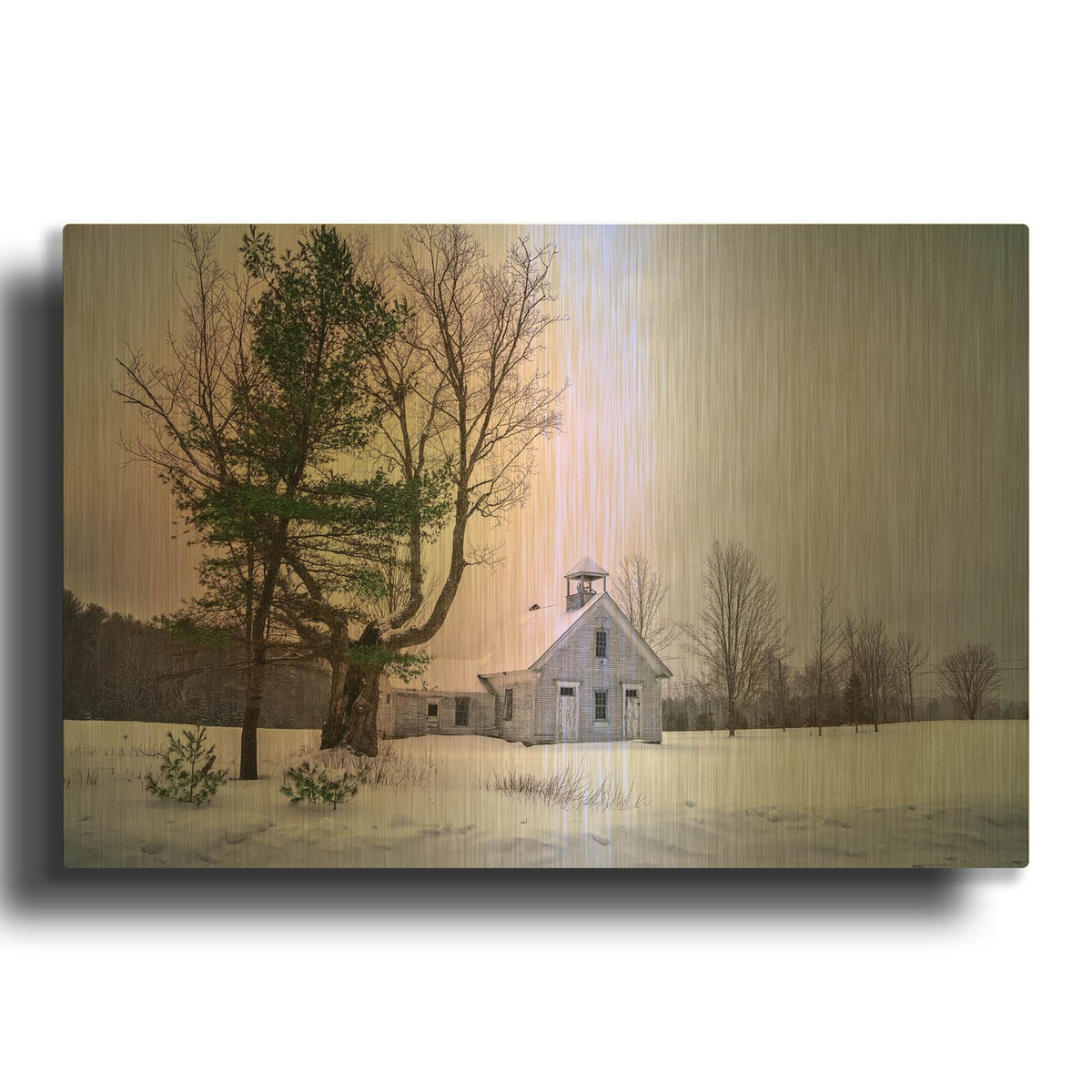 'Snow Day' By Rick Berk Gold Metal Wall Art
