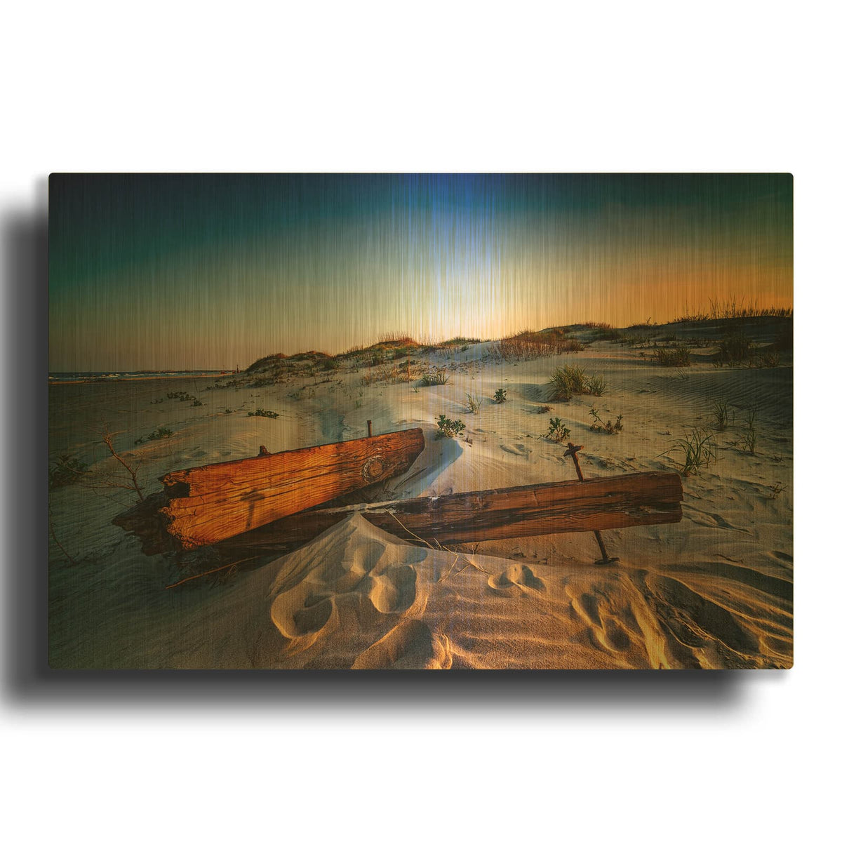 'Wreckage In The Dunes' By Rick Berk Gold Metal Wall Art