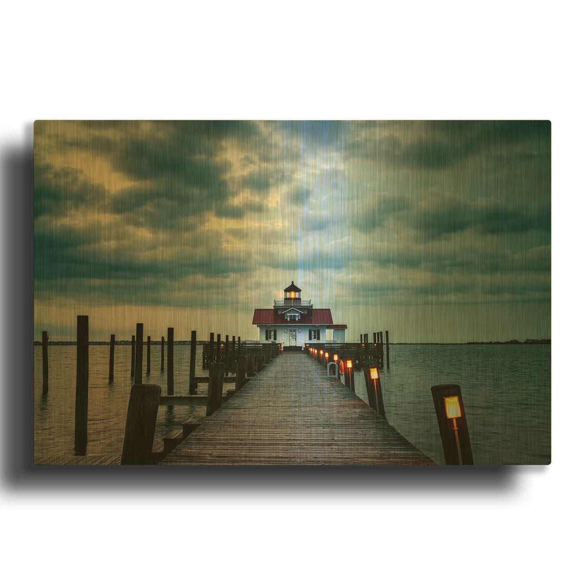 'Roanoke Marshes Lighthouse' By Rick Berk Gold Metal Wall Art