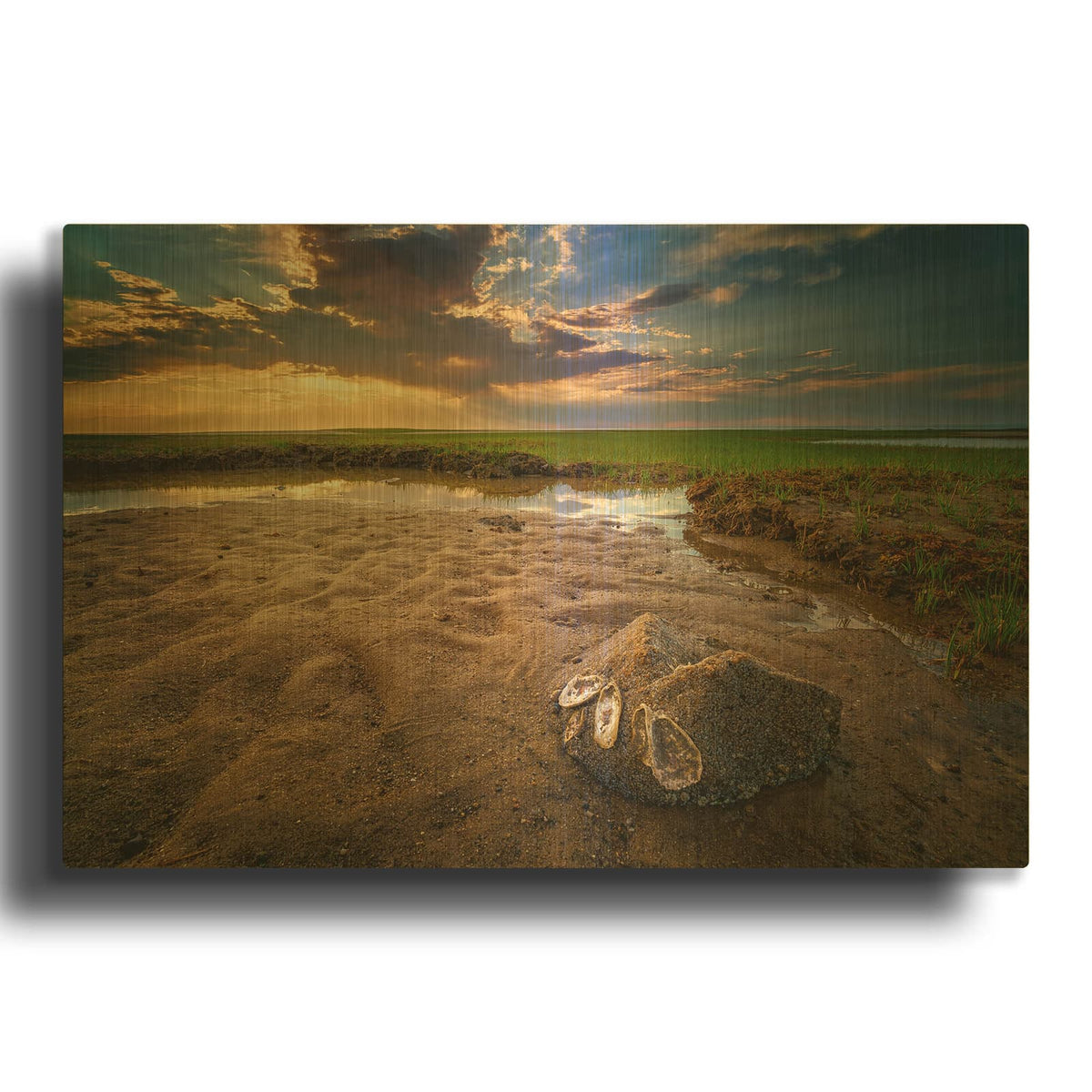 'Sunset On Paines Creek Beach' By Rick Berk Gold Metal Wall Art