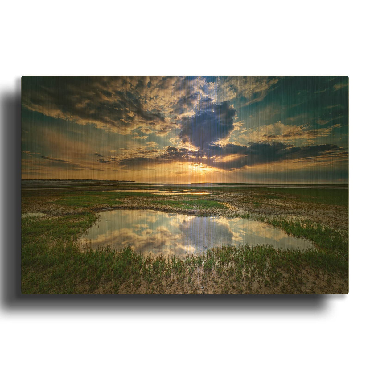 'Paines Creek Reflections' By Rick Berk Gold Metal Wall Art