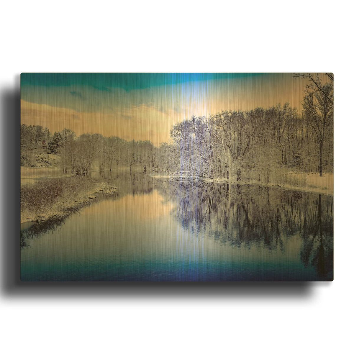 'Winter On The Concord River' By Rick Berk Gold Metal Wall Art